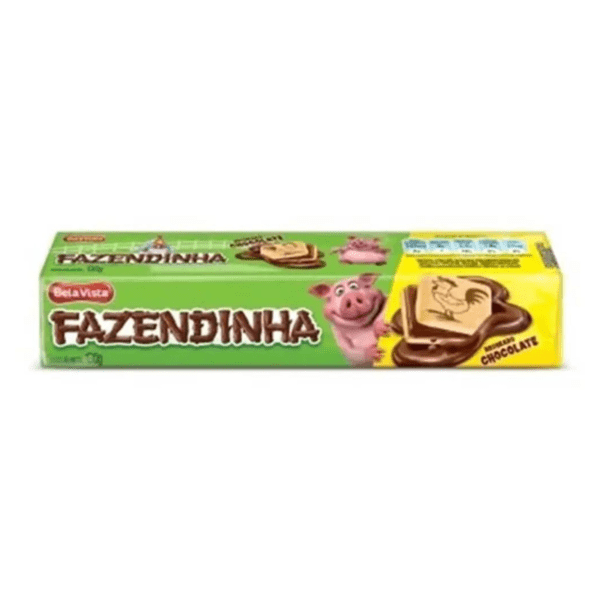 Bela Vista Biscoito Recheado Fazendinha sabor Chocolate 130g